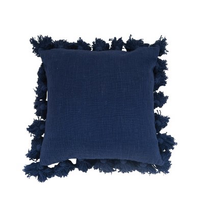 18" Square Navy Pillow With Tassels