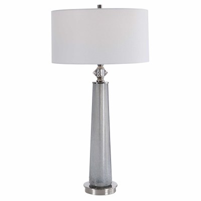 32" Gray Column Glass Table Lamp