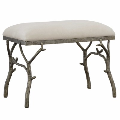 24" Distressed Silver Finish Branch Leg Bench