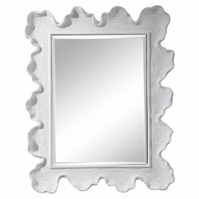 34" x 27" White Faux Coral Framed Mirror