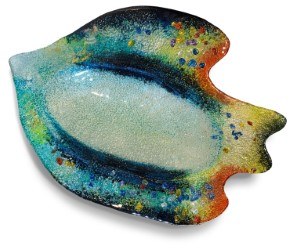 21" Blue Fish Glass Platter