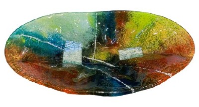 21" Oval Multicolored Glass Bowl