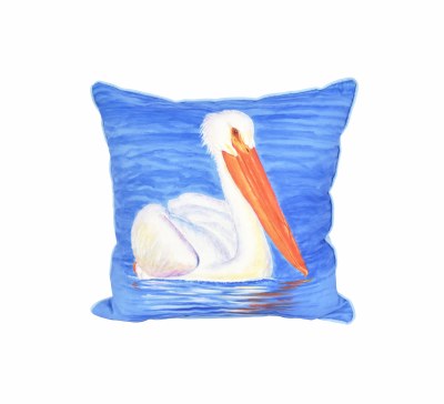 18" White Pelican Indoor and Outdoor Pillow