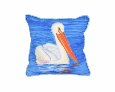 12" Square White Pelican Indoor and Outdoor Pillow