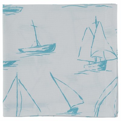 20" Square Sky Blue Sailboat On White Napkin