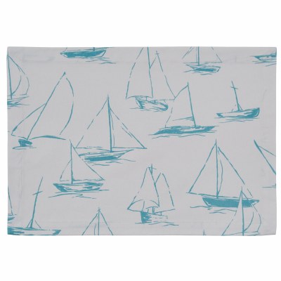 13" x 19" Sky Blue Sailboat On White Placemat