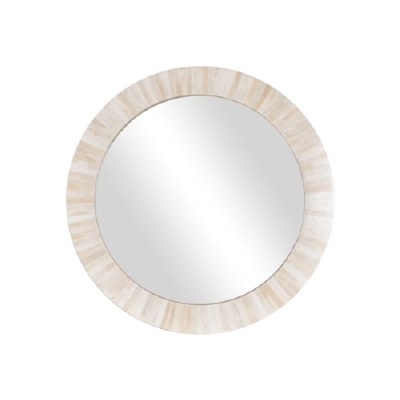 29.5" Round White Bone Mirror