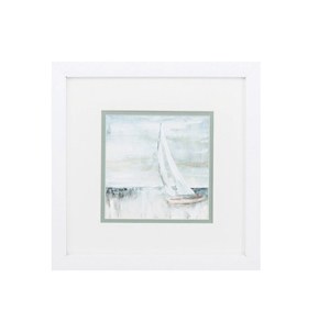 11" Square Half Sailboat Framed Print Under Glass