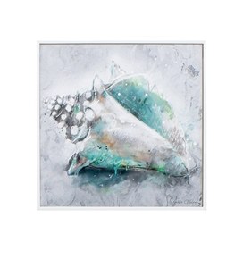 12" Square Green and Gray Conch Framed Gel Print