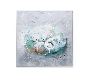 12" Square Green and Gray Sand Dollar Framed Gel Print