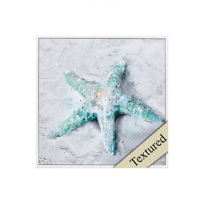 12" Square Green and Gray Starfish Framed Gel Print
