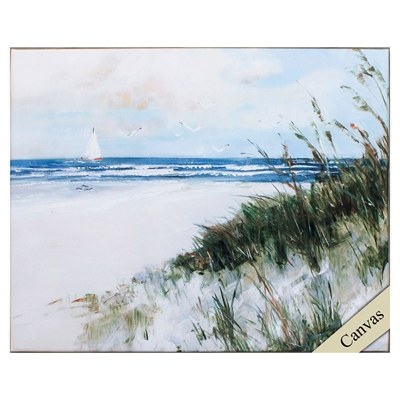 25" x 31" Beach Scene Framed Canvas