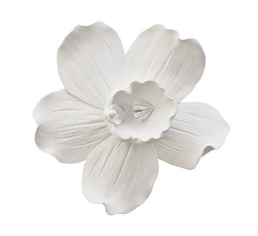 17" Round White Polystone Orchid Wall Plaque
