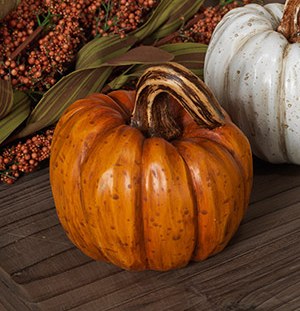 3.5" Dark Orange Polystone Pumpkin Fall and Thanksgiving Decoration