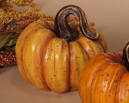 4.7" Light Orange Polystone Pumpkin Fall and Thanksgiving Decoration
