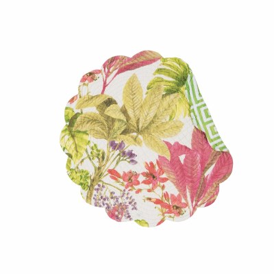 17" Round Moana Floral Quilted Reversible Placemat