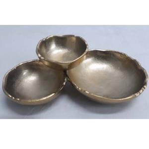 10" Gold Metal 3 Bowl Server