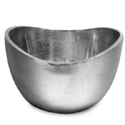 6" Round Metal Silver Textured Bowl