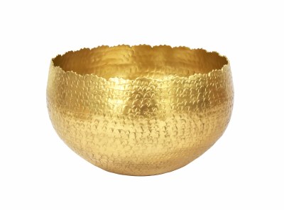 11" Round Jagged Edge Metal Gold Bowl