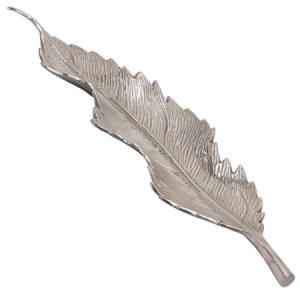 20" Silver Metal Narrow Leaf Tray