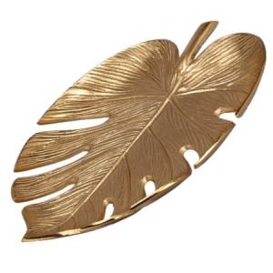 13" Gold Metal Monstera Leaf Tray