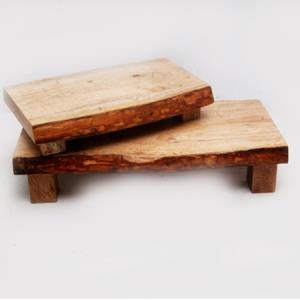 Set of 2, 22" Wooden Footed Server