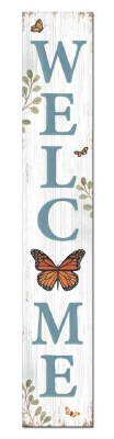 46" x 8" Butterfly Welcome Wooden Porch Plaque