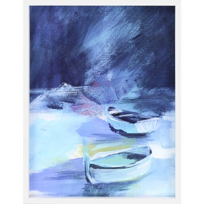 42" x 32" Dark Blue Dinghy's Framed Print