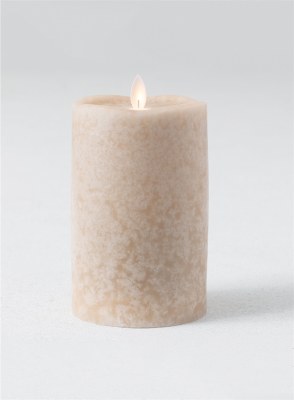 6" x 3.75" Flax Mottled LED Pillar Candle