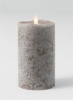 8" x 3.75" Gray Mottled LED Pillar Candle