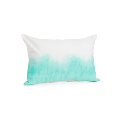 14" x 20" White and Turquoise Pillow