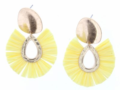 Gold Stud With Yellow Fan Earrings