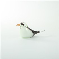 8" White and Black Glass Bird Figurine