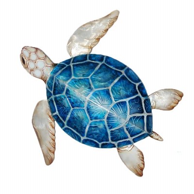 11" Blue Shell Capiz Turtle Wall Plaque