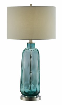 31" Blue and Green Glass Table Lamp