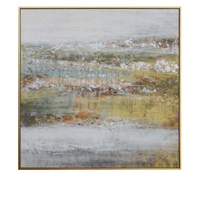 60" Square Multipastel Horizon Gold Framed Canvas