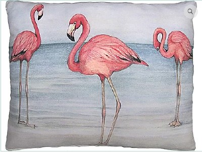 18" Square 3 Flamingos In Water Pillow