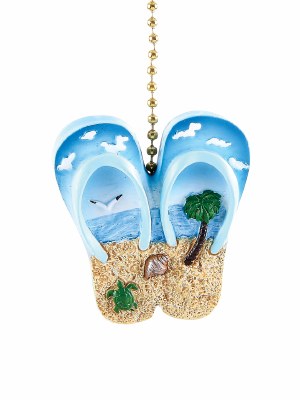 3" Flip Flops With Beach Scene Ceiling Fan Pull