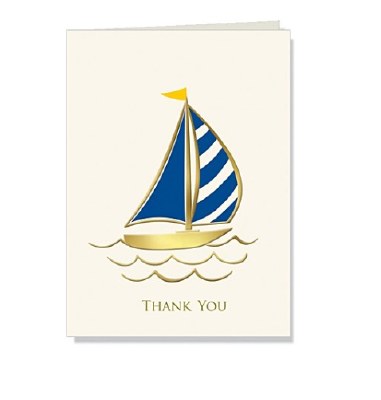 Single 4" x 6" Sailboat Thank You Card