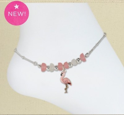 Silver and Pink Flamingo Anklet