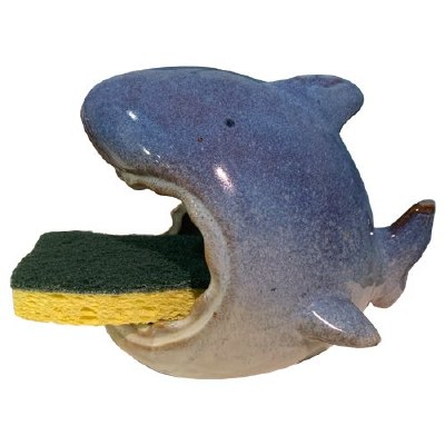 5" Blue Ceramic Shark Sponge Holder