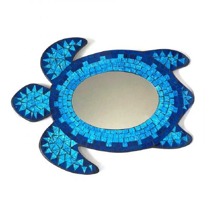 21" Blue Mosaic Turtle Wall Mirror