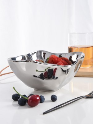 5" Square Silver Small Square Porcelain Bowl by Pampa Bay