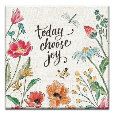 5" Square Choose Joy Flower Canvas Print Card