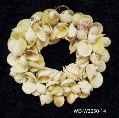 14" Faux Round White Shell Wreath