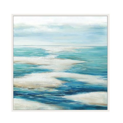 40" Square Liquid Blue 2 Framed Canvas