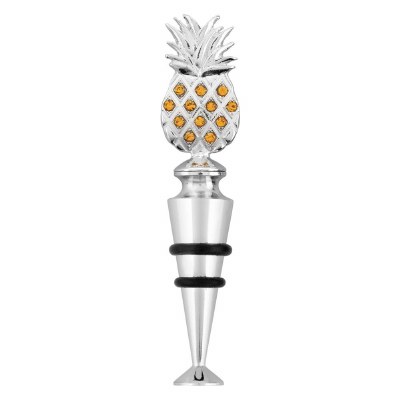 4.5" Silver Pineapple With Bling Bottle Stopper