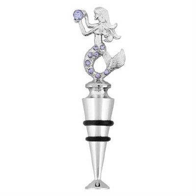 4.75" Silver Mermaid With Bling Bottle Stopper