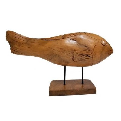 12" x 17" Brown Fish On Wooden Stand