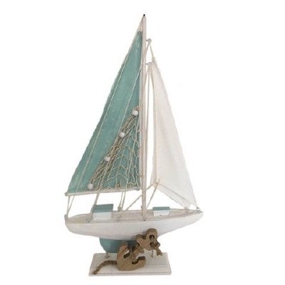 16" Mint and White Sailboat